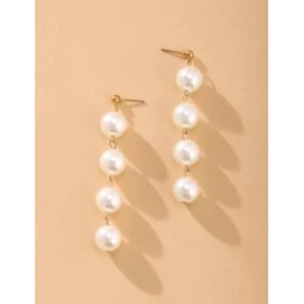 Faux Pearl Beaded Drop Earrings